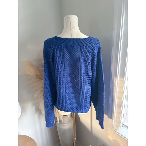 Anthropologie Moth Reese Kimono Blue Boatneck Sweater Womens Small - Picture 8 of 11